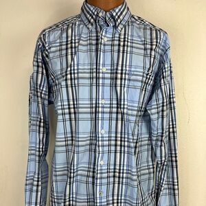 Ariat Pro Series Shirt Men L Mns Oakridge LS Perf Blue FTD Plaid Button Down